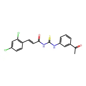 (E)-N-[(3-acetylphenyl)carbamothioyl]-3-(2,4-dichlorophenyl)prop-2-enamide structure