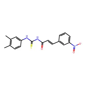 (E)-N-[(3,4-dimethylphenyl)carbamothioyl]-3-(3-nitrophenyl)prop-2-enamide structure