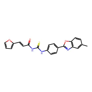 (E)-3-(furan-2-yl)-N-[[4-(5-methyl-1,3-benzoxazol-2-yl)phenyl]carbamothioyl]prop-2-enamide structure