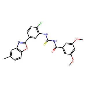 N-[[2-chloro-5-(5-methyl-1,3-benzoxazol-2-yl)phenyl]carbamothioyl]-3,5-dimethoxybenzamide structure