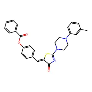 [4-[(Z)-[2-[4-(3-methylphenyl)piperazin-1-yl]-4-oxo-1,3-thiazol-5-ylidene]methyl]phenyl] benzoate structure