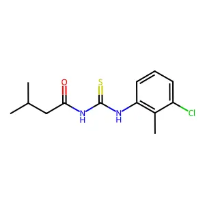 N-[(3-chloro-2-methylphenyl)carbamothioyl]-3-methylbutanamide structure