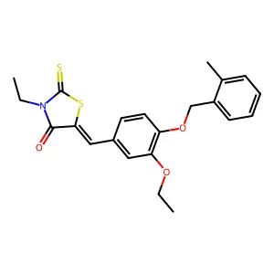 (5E)-5-{3-ethoxy-4-[(2-methylbenzyl)oxy]benzylidene}-3-ethyl-2-thioxo-1,3-thiazolidin-4-one structure