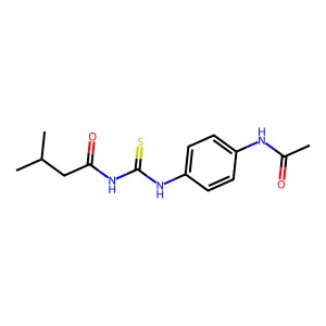 N-[(4-acetamidophenyl)carbamothioyl]-3-methylbutanamide structure