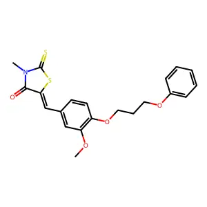 (5E)-5-[3-methoxy-4-(3-phenoxypropoxy)benzylidene]-3-methyl-2-thioxo-1,3-thiazolidin-4-one structure