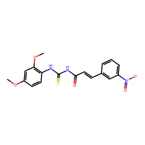 (E)-N-[(2,4-dimethoxyphenyl)carbamothioyl]-3-(3-nitrophenyl)prop-2-enamide structure