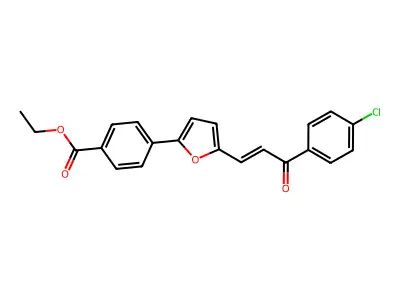 ethyl 4-{5-[(1E)-3-(4-chlorophenyl)-3-oxoprop-1-enyl]-2-furyl}benzoate structure