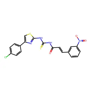 (E)-N-[[4-(4-chlorophenyl)-1,3-thiazol-2-yl]carbamothioyl]-3-(3-nitrophenyl)prop-2-enamide structure