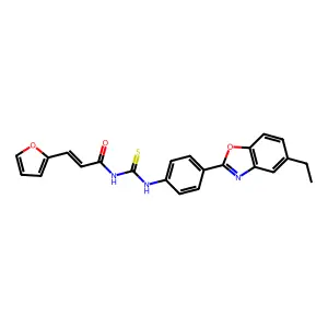 (2E)-N-{[4-(5-ethyl-1,3-benzoxazol-2-yl)phenyl]carbamothioyl}-3-(furan-2-yl)prop-2-enamide structure