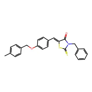 (5E)-3-benzyl-5-{4-[(4-methylbenzyl)oxy]benzylidene}-2-thioxo-1,3-thiazolidin-4-one structure