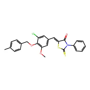 (5E)-5-[[3-chloro-5-methoxy-4-[(4-methylphenyl)methoxy]phenyl]methylidene]-3-phenyl-2-sulfanylidene-1,3-thiazolidin-4-one structure