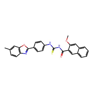 3-methoxy-N-[[4-(6-methyl-1,3-benzoxazol-2-yl)phenyl]carbamothioyl]naphthalene-2-carboxamide structure