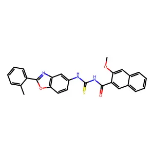 3-methoxy-N-[[2-(2-methylphenyl)-1,3-benzoxazol-5-yl]carbamothioyl]naphthalene-2-carboxamide structure