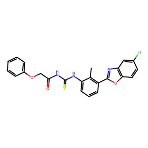 N-[[3-(5-chloro-1,3-benzoxazol-2-yl)-2-methylphenyl]carbamothioyl]-2-phenoxyacetamide structure
