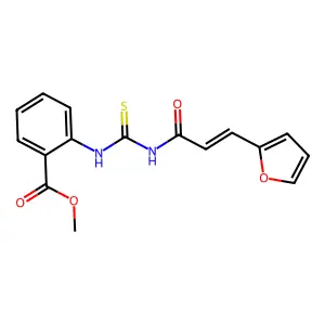methyl 2-({[(2E)-3-(furan-2-yl)prop-2-enoyl]carbamothioyl}amino)benzoate structure