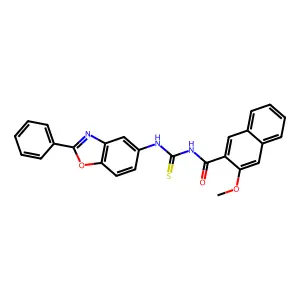 3-methoxy-N-[(2-phenyl-1,3-benzoxazol-5-yl)carbamothioyl]naphthalene-2-carboxamide structure