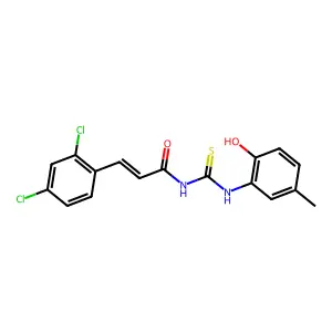(2E)-3-(2,4-dichlorophenyl)-N-[(2-hydroxy-5-methylphenyl)carbamothioyl]prop-2-enamide structure