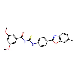 3,5-dimethoxy-N-[[4-(6-methyl-1,3-benzoxazol-2-yl)phenyl]carbamothioyl]benzamide structure