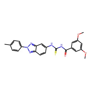 3,5-dimethoxy-N-[[2-(4-methylphenyl)benzotriazol-5-yl]carbamothioyl]benzamide structure