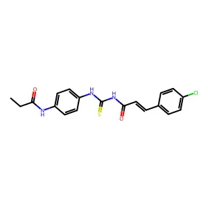 (E)-3-(4-chlorophenyl)-N-[[4-(propanoylamino)phenyl]carbamothioyl]prop-2-enamide structure