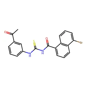 N-[(3-acetylphenyl)carbamothioyl]-5-bromonaphthalene-1-carboxamide structure