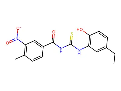 N-[(5-ethyl-2-hydroxyphenyl)carbamothioyl]-4-methyl-3-nitrobenzamide structure