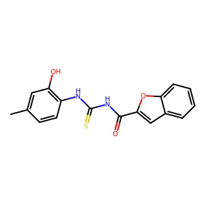 N-[(2-hydroxy-4-methylphenyl)carbamothioyl]-1-benzofuran-2-carboxamide structure