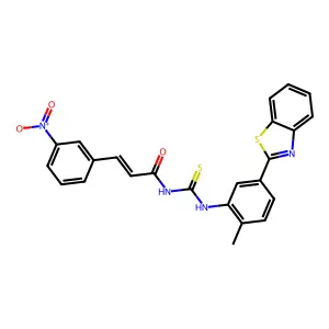 (E)-N-[[5-(1,3-benzothiazol-2-yl)-2-methylphenyl]carbamothioyl]-3-(3-nitrophenyl)prop-2-enamide structure