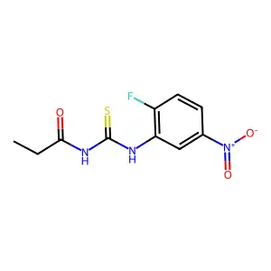 N-[(2-fluoro-5-nitrophenyl)carbamothioyl]propanamide structure