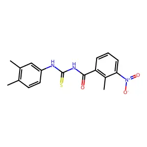 N-[(3,4-dimethylphenyl)carbamothioyl]-2-methyl-3-nitrobenzamide structure