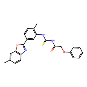N-[[2-methyl-5-(6-methyl-1,3-benzoxazol-2-yl)phenyl]carbamothioyl]-2-phenoxyacetamide structure