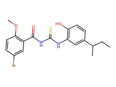 5-bromo-N-[(5-butan-2-yl-2-hydroxyphenyl)carbamothioyl]-2-methoxybenzamide structure