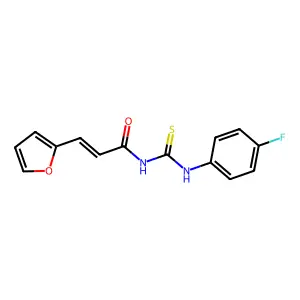 (E)-N-[(4-fluorophenyl)carbamothioyl]-3-(furan-2-yl)prop-2-enamide structure