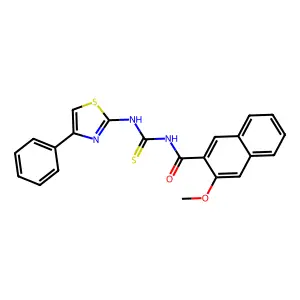 3-methoxy-N-[(4-phenyl-1,3-thiazol-2-yl)carbamothioyl]naphthalene-2-carboxamide structure
