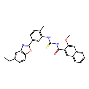 N-[[5-(5-ethyl-1,3-benzoxazol-2-yl)-2-methylphenyl]carbamothioyl]-3-methoxynaphthalene-2-carboxamide structure