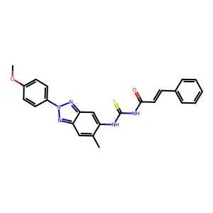 (E)-N-[[2-(4-methoxyphenyl)-6-methylbenzotriazol-5-yl]carbamothioyl]-3-phenylprop-2-enamide structure