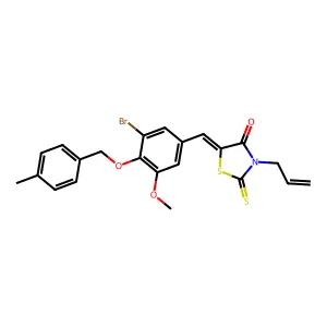 (5E)-5-[[3-bromo-5-methoxy-4-[(4-methylphenyl)methoxy]phenyl]methylidene]-3-prop-2-enyl-2-sulfanylidene-1,3-thiazolidin-4-one structure