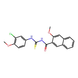 N-[(3-chloro-4-methoxyphenyl)carbamothioyl]-3-methoxynaphthalene-2-carboxamide structure