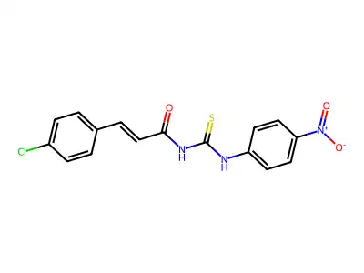 (E)-3-(4-chlorophenyl)-N-[(4-nitrophenyl)carbamothioyl]prop-2-enamide structure