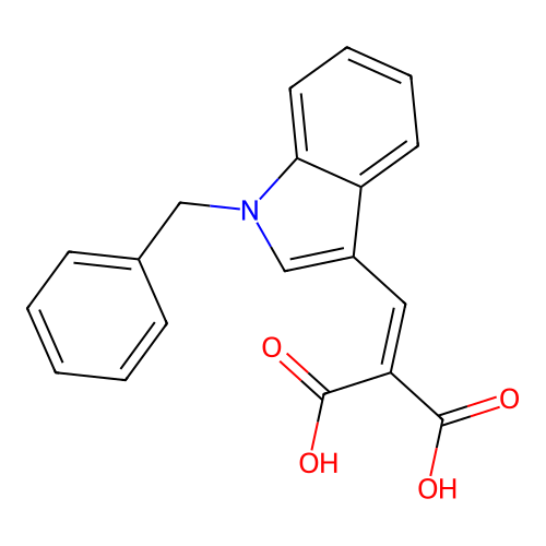 [(1-benzyl-1H-indol-3-yl)methylidene]propanedioic acid structure