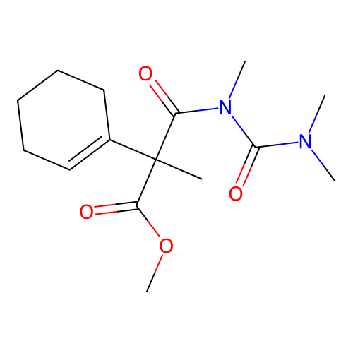 1-Cyclohexene-1-acetic acid, .alpha.-[[[(dimethylamino)carbonyl]methylamino]carbonyl]-.alpha.-methyl-, methyl ester structure