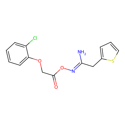 N'-{[(2-chlorophenoxy)acetyl]oxy}-2-(2-thienyl)ethanimidamide structure