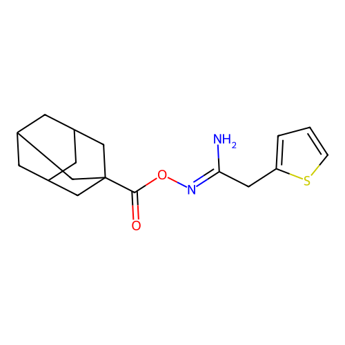 N'-[(1-adamantylcarbonyl)oxy]-2-(2-thienyl)ethanimidamide structure
