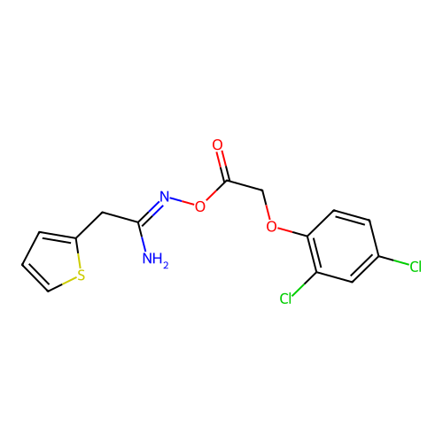 N'-{[(2,4-dichlorophenoxy)acetyl]oxy}-2-(2-thienyl)ethanimidamide structure