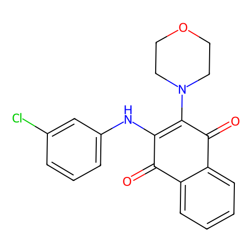 (2Z)-2-[(3-chlorophenyl)imino]-4-hydroxy-3-(morpholin-4-yl)naphthalen-1(2H)-one structure