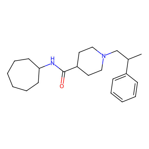 N-cycloheptyl-1-(2-phenylpropyl)piperidine-4-carboxamide structure