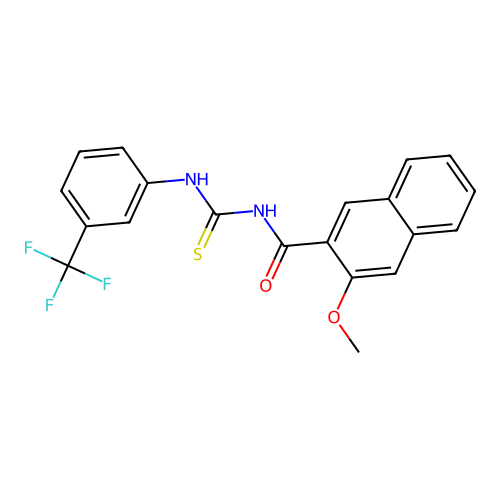 3-methoxy-N-[[3-(trifluoromethyl)phenyl]carbamothioyl]naphthalene-2-carboxamide structure