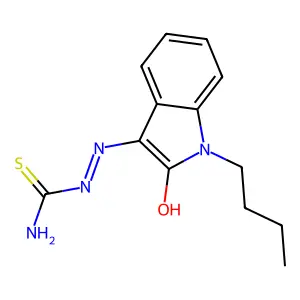 (2E)-2-(1-butyl-2-oxo-1,2-dihydro-3H-indol-3-ylidene)hydrazinecarbothioamide structure