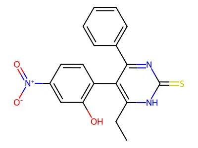 6-ethyl-5-(2-hydroxy-4-nitrophenyl)-4-phenyl-1H-pyrimidine-2-thione structure
