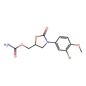 2-Oxazolidinone, 3-(3-bromo-4-methoxyphenyl)-5-hydroxymethyl-, carbamate structure